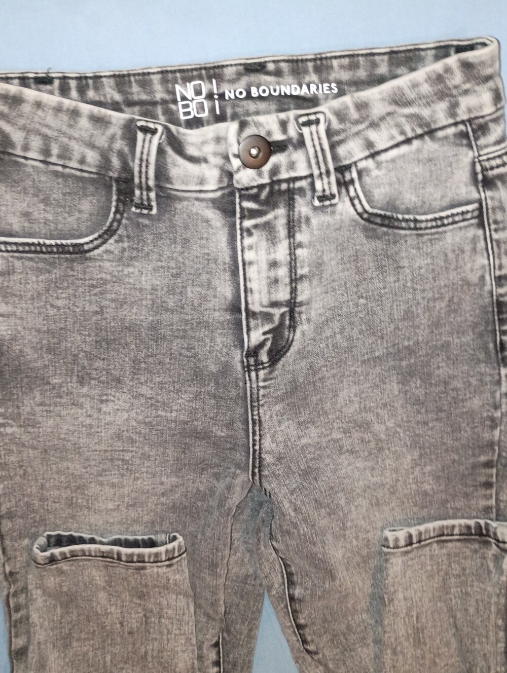 No Boundaries  Light Gray Slim Straight Jeans